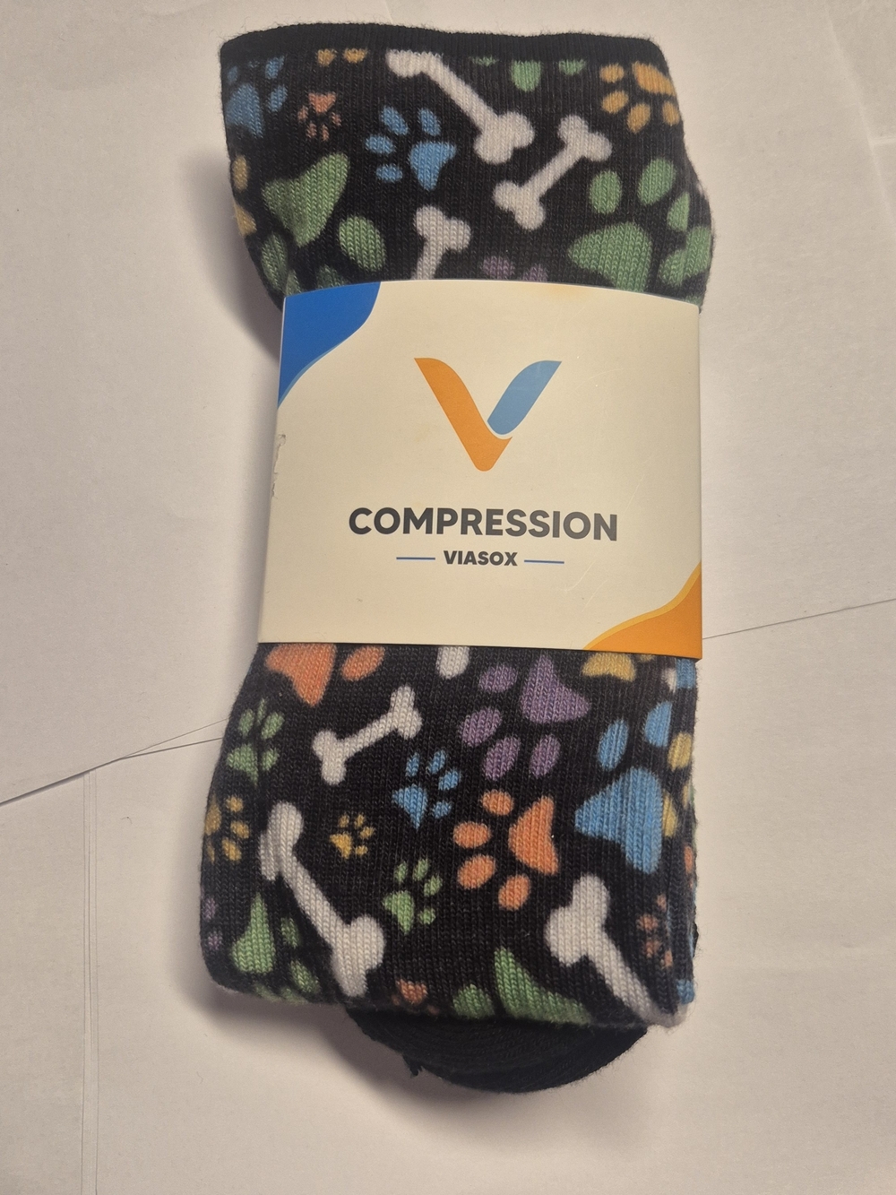 Viasox Compression Medium/Large Paw n & Bones Print